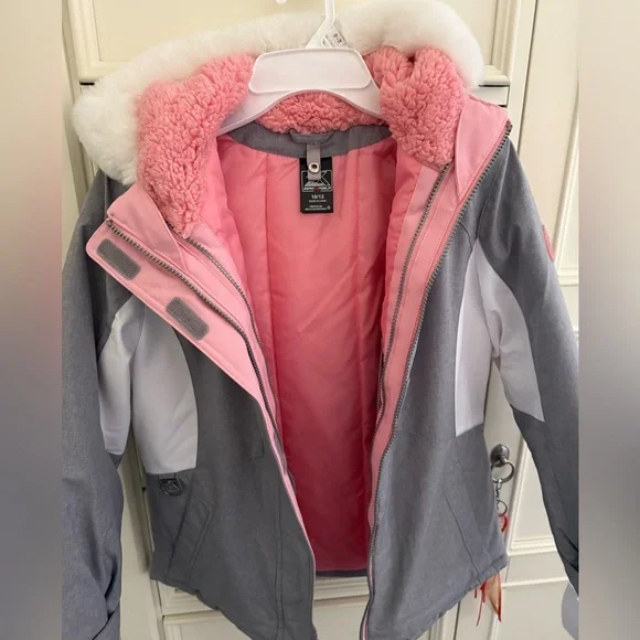 ZeroXposur Size 10/12 Pink and Gray Kids Ski Jacket